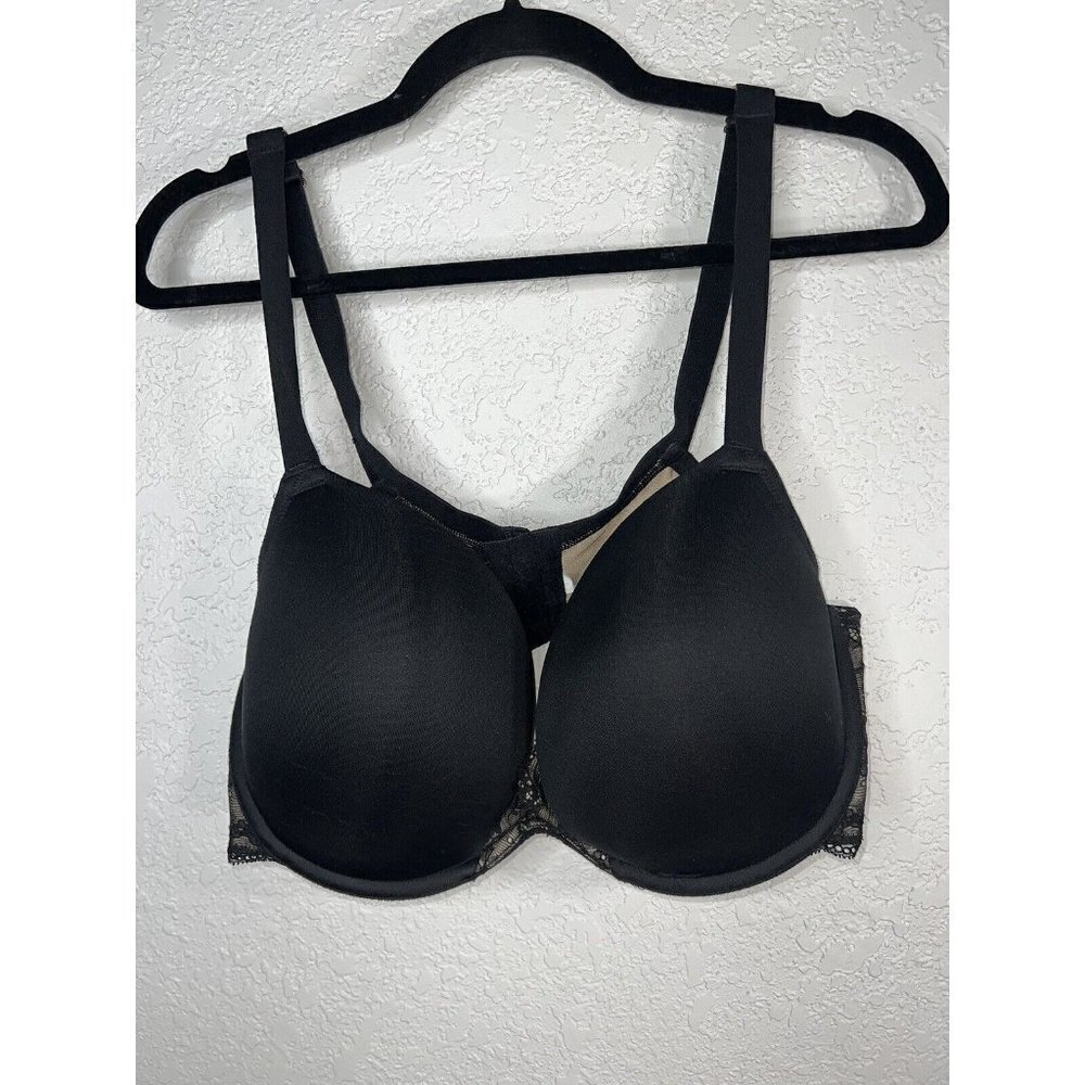 Cacique Bra Smooth Quarterly Lace Plunge Bra Black Underwire Lace 44D (m)
